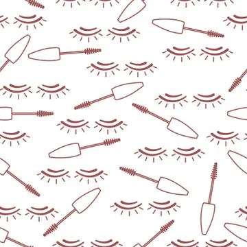 Vector seamless pattern with mascara, eyelashes. Illustrazione stock