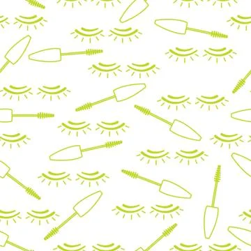 Vector seamless pattern with mascara, eyelashes. Stock Illustration