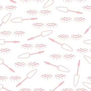 Vector seamless pattern with mascara, eyelashes. Illustrazione stock