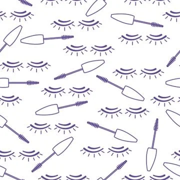 Vector seamless pattern with mascara, eyelashes. Illustrazione stock