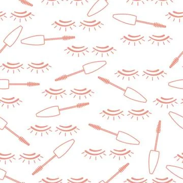 Vector seamless pattern with mascara, eyelashes. Illustrazione stock