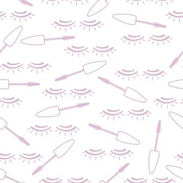 Vector seamless pattern with mascara, eyelashes. Illustrazione stock
