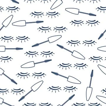 Vector seamless pattern with mascara, eyelashes. Illustrazione stock