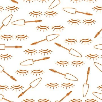 Vector seamless pattern with mascara, eyelashes. Illustrazione stock
