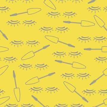 Vector seamless pattern with mascara, eyelashes. Stock Illustration