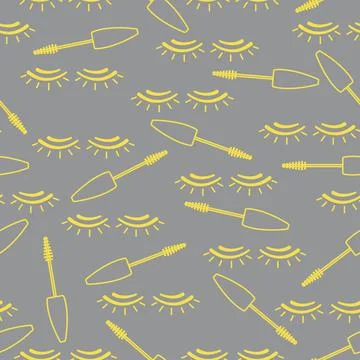 Vector seamless pattern with mascara, eyelashes. Stock Illustration