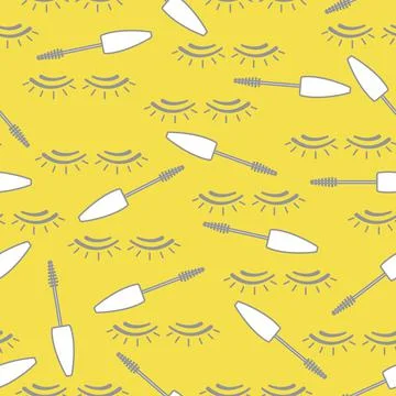 Vector seamless pattern with mascara, eyelashes. Stock Illustration