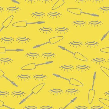 Vector seamless pattern with mascara, eyelashes. Stock Illustration