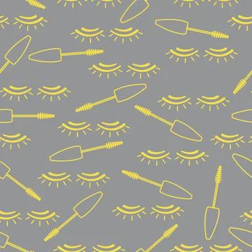 Vector seamless pattern with mascara, eyelashes. Illustrazione stock