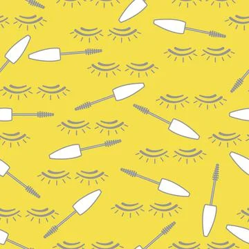 Vector seamless pattern with mascara, eyelashes. Stock Illustration