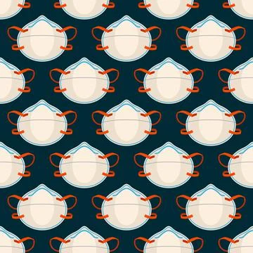 Vector seamless pattern with medical masks and respirators Stock Illustration