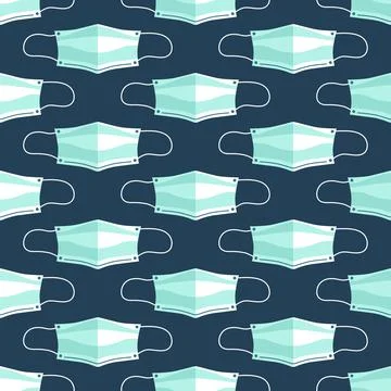Vector seamless pattern with medical masks and respirators Stock Illustration