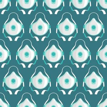 Vector seamless pattern with medical masks and respirators Stock Illustration