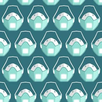 Vector seamless pattern with medical masks and respirators Stock Illustration