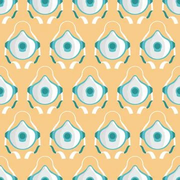 Vector seamless pattern with medical masks and respirators Illustrazione stock