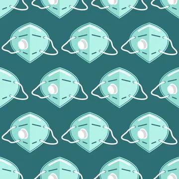 Vector seamless pattern with medical masks and respirators Stock Illustration
