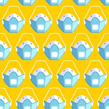 Vector seamless pattern with medical masks and respirators Illustrazione stock