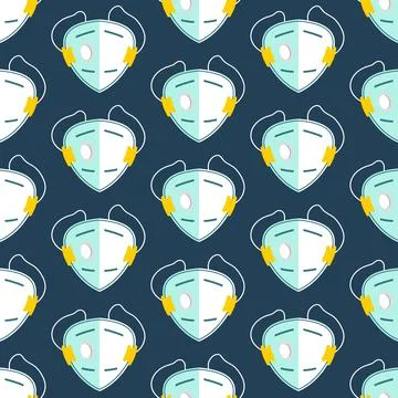 Vector seamless pattern with medical masks and respirators Stock Illustration