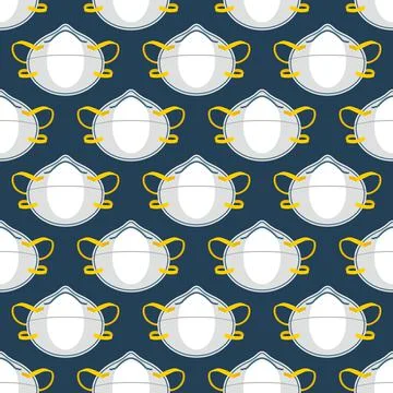 Vector seamless pattern with medical masks and respirators Stock Illustration