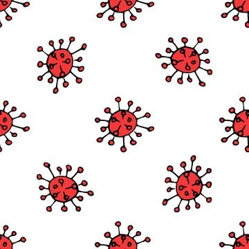 Vector seamless pattern on a medical theme in Doodle style, coronavirus Illustrazione stock