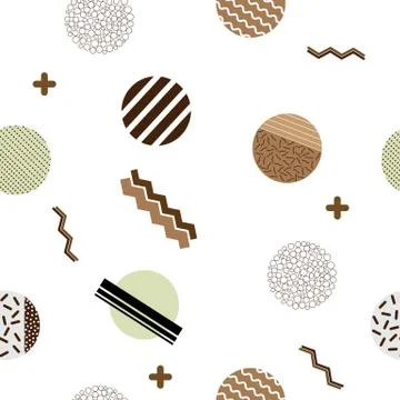 Vector seamless pattern in memphis style in earthy hues Stock Illustration