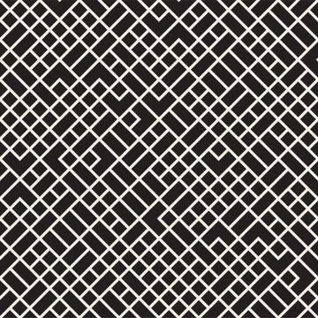 Vector seamless pattern. Mesh repeating texture. Linear grid with chaotic s.. 스톡 일러스트