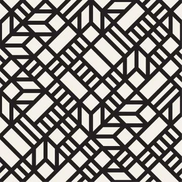 Vector seamless pattern. Mesh repeating texture. Linear grid with chaotic s.. 스톡 일러스트