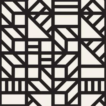 Vector seamless pattern. Mesh repeating texture. Linear grid with chaotic s.. Stock Illustration