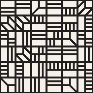 Vector seamless pattern. Mesh repeating texture. Linear grid with chaotic s.. 스톡 일러스트