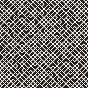 Vector seamless pattern. Mesh repeating texture. Linear grid with chaotic s.. Stock Illustration