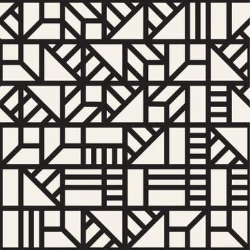 Vector seamless pattern. Mesh repeating texture. Linear grid with chaotic s.. Stock Illustration