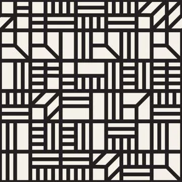 Vector seamless pattern. Mesh repeating texture. Linear grid with chaotic s.. Stock Illustration