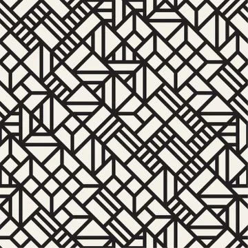 Vector seamless pattern. Mesh repeating texture. Linear grid with chaotic s.. Stock Illustration