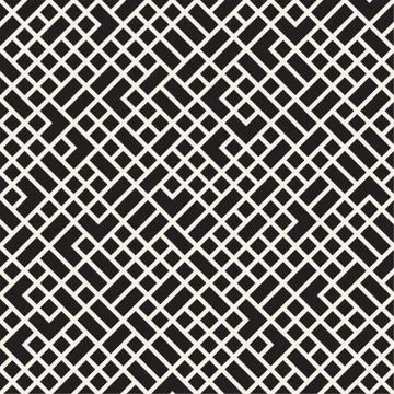 Vector seamless pattern. Mesh repeating texture. Linear grid with chaotic s.. Stock Illustration