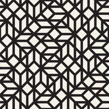 Vector seamless pattern. Mesh repeating texture. Linear grid with chaotic s.. 스톡 일러스트