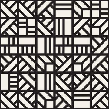 Vector seamless pattern. Mesh repeating texture. Linear grid with chaotic s.. Stock Illustration