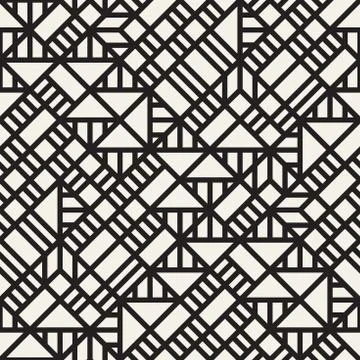 Vector seamless pattern. Mesh repeating texture. Linear grid with chaotic s.. Stock Illustration