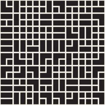 Vector seamless pattern. Mesh repeating texture. Linear grid with chaotic s.. Stock Illustration