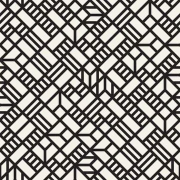 Vector seamless pattern. Mesh repeating texture. Linear grid with chaotic s.. 스톡 일러스트