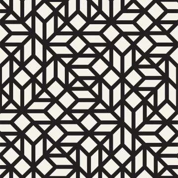 Vector seamless pattern. Mesh repeating texture. Linear grid with chaotic sha Stock Illustration