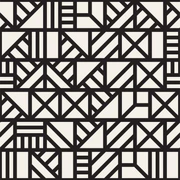Vector seamless pattern. Mesh repeating texture. Linear grid with chaotic sha Stock Illustration