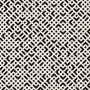 Vector seamless pattern. Mesh repeating texture. Linear grid with chaotic sha Stock Illustration