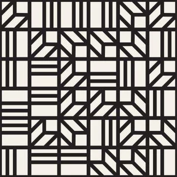 Vector seamless pattern. Mesh repeating texture. Linear grid with chaotic sha Illustrazione stock