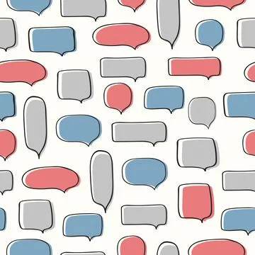 Vector seamless pattern with message windows on white background Stock Illustration