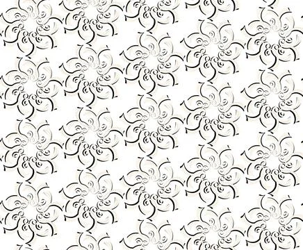 Vector seamless pattern of milky color swirls with black dots. イラスト素材