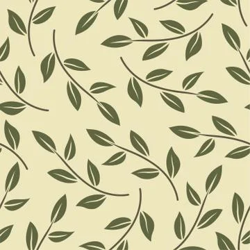 Vector seamless pattern with minimalistic leaves. Botanical background. Stock-Illustration