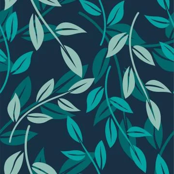 Vector seamless pattern with minimalistic leaves. Botanical background イラスト素材