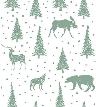 Vector seamless pattern of mint forest animal Illustrazione stock