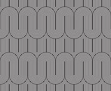 Vector seamless pattern. Modern stylish texture. Geometric striped ornament. Mon Stock Illustration