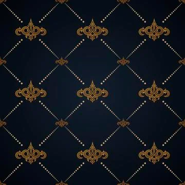 Vector seamless pattern. Modern stylish texture design in Victorian style Stock Illustration